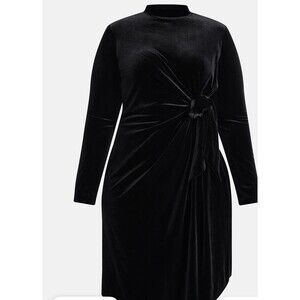 Terra & Sky Women's Plus Velvet Mock Neck Dress with Long Sleeves, Size 3X 24-26